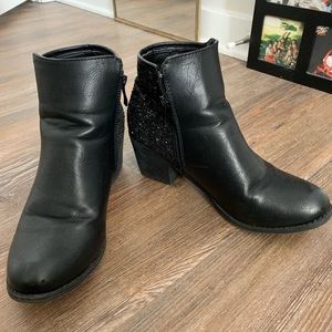 Black glitter booties